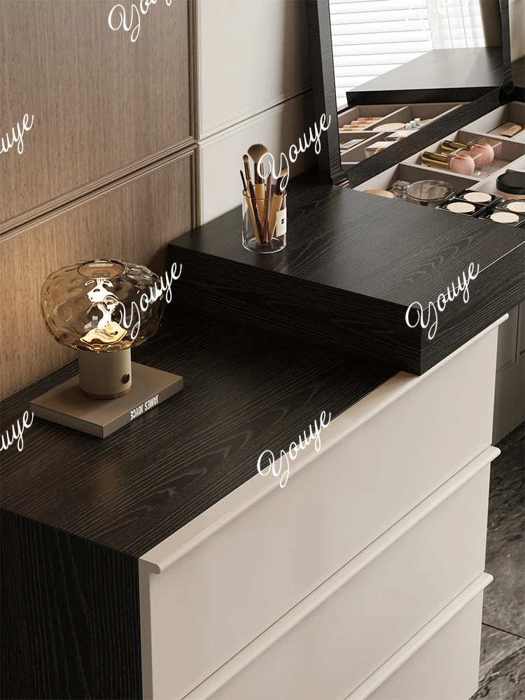 Cómoda abatible para dormitorio, mesa de maquillaje de estilo retro simple y moderno, armario de almacenamiento para cabecera de cama