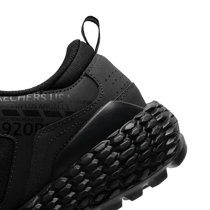 Skechers 51715-BBK Mens Black Trail Sneakers Non Slip Chunky Sole Durable Fabric Comfort Cushion Outdoor Walking Training Shoes