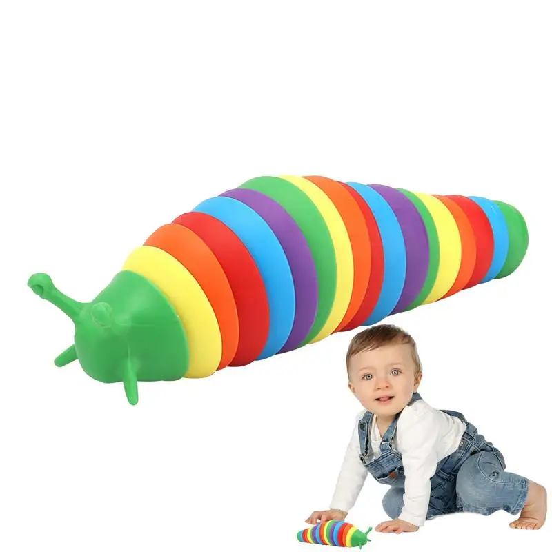 Caterpillar Toy Articulated Stretch Caterpillar Toy Anxiety Stress Relief Office Desk Fidget Slug Toy Novelty Party Kid Favors