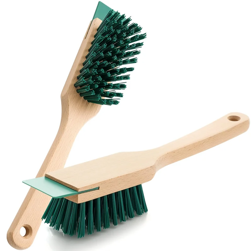 ABKY-Lawn Mower Stiff Bristle Brush 2 Pcs–Heavy Duty Hard Bristle Outdoor Boot Scrub Brush With Scraper Scrubbing Brushes