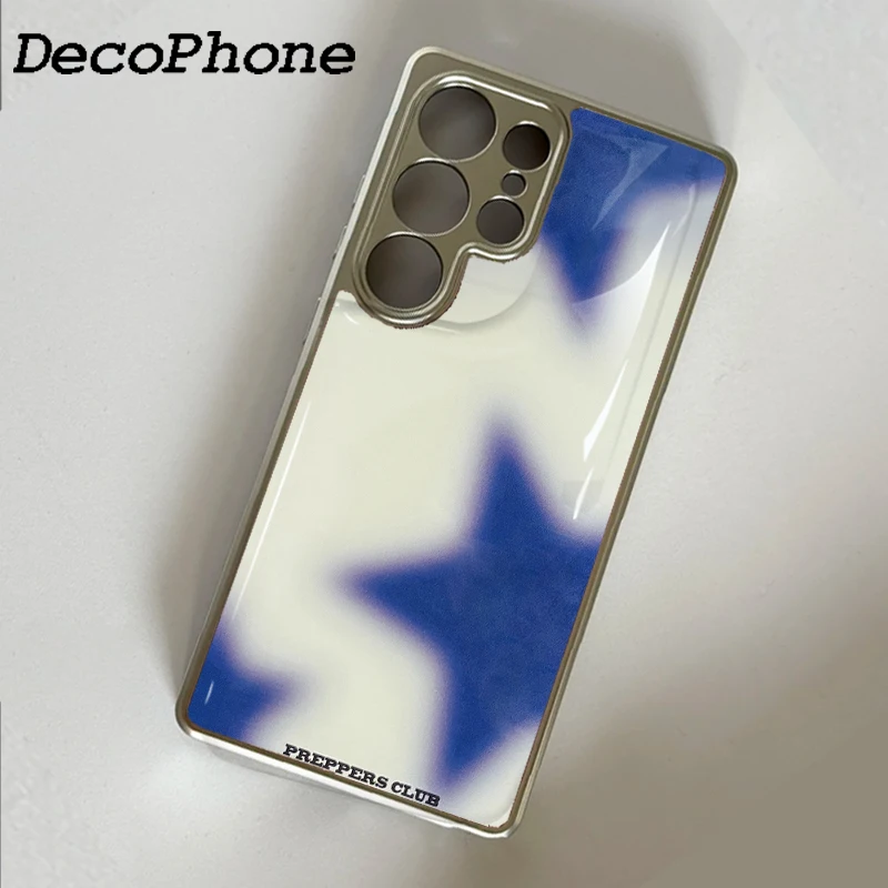 ins Blue Star Gradient Epoxy Handyhülle Anti-Sturz für Samsung Galaxy 23/24/25/33 Plus FE ULTRA EDGE