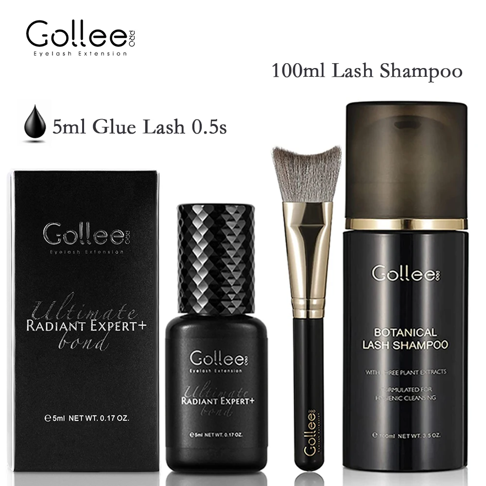 GOLLEE − Colle pour extensions de cils, 0.5s, mousse, shampoing, maquillage, livres, propre, solution poussière, huile, fournitures