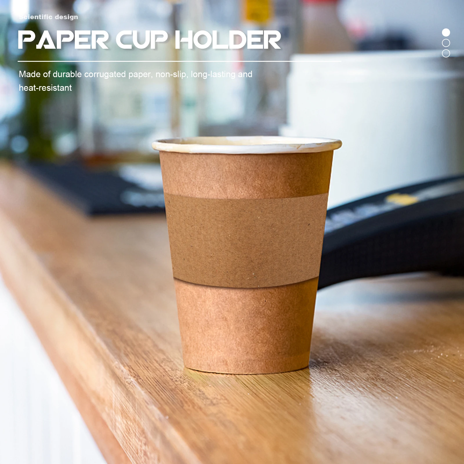 

50pcs Paper Cup Sleeve Heat Resistant Non-Slip Protector For Coffee Tea Bottle Outdoor Use Cup Coaster Home Kitchen Supplies