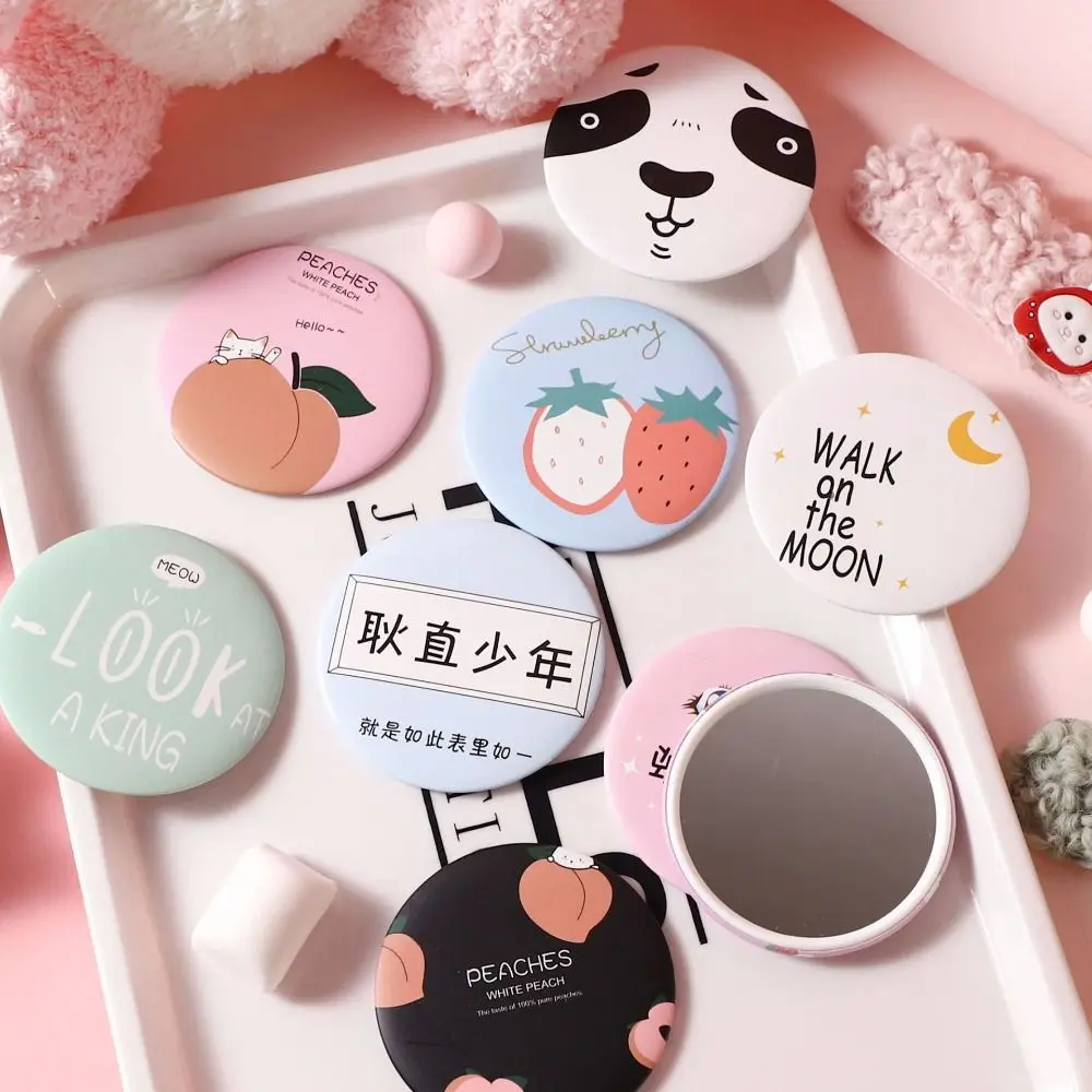 

Cute Cartoon Dog Strawberry Panda Letter Small Makeup Mirror Portable Women Girls Makeup Round Mirror Compact Single-sided