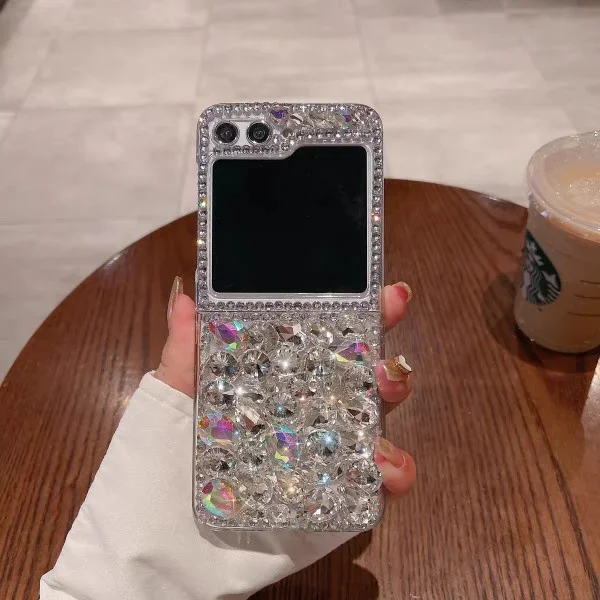 삼성 갤럭시 Z 플립 4G 6 5 4 3 5G DIY 패션 핫 3D 블링 반짝이 크리스탈 다이아몬드 향수병 하드 클리어 케이스 커버