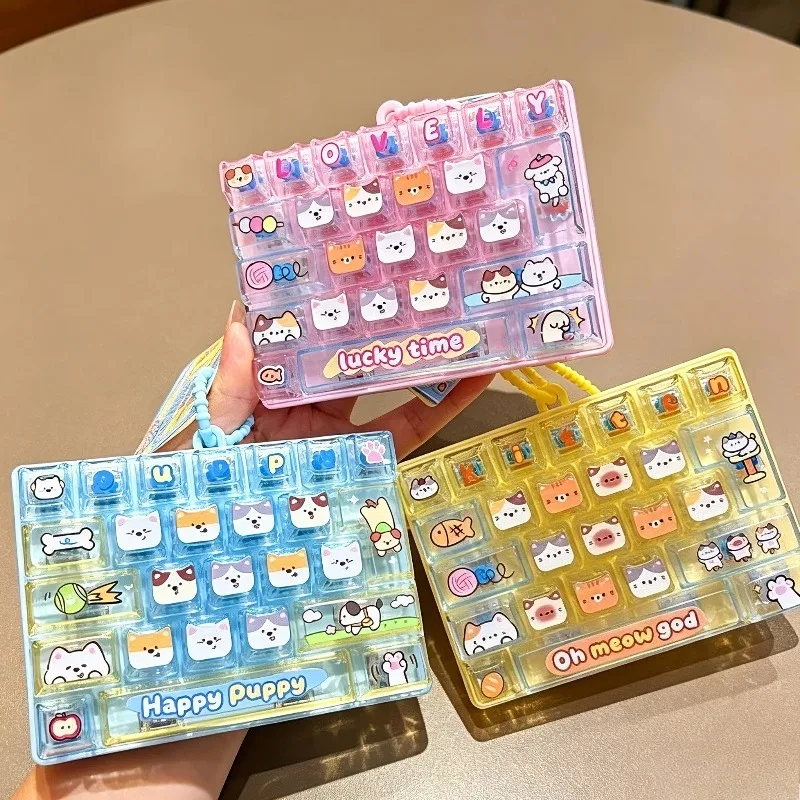 26 Porte-clés transparents en forme de clavier pour chats et chiens, jouets de clavier décompression, pendentifs cadeaux d'anniversaire exquis pour enfants, Kawaii