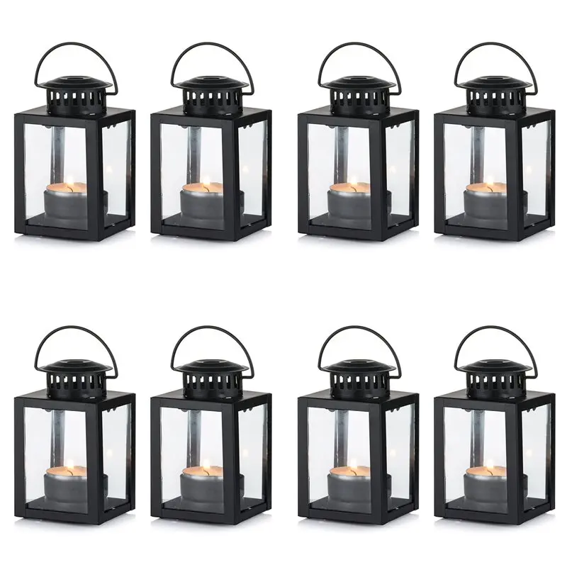 

ALIM-Lanterns For Candles Garden Lanterns, 8 Pcs Vintage Style Hanging Small Lanterns For Tealight Candle, Tea Light Holders