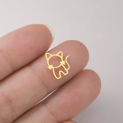 EUEAVAN 5pcs Cute Cat Stainless Steel Charms Lovely Animal Pendant for Necklace Earrings Jewelry Making Supplies DIY Gifts