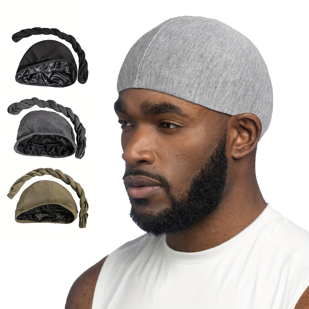 New Elastic Turban Hat For Men With Headband Cool Comfy Versatile Headwear Breathable Soft Caps