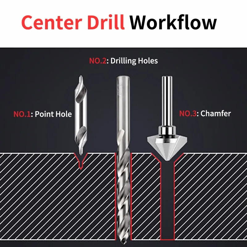 Meikela Carbide Center Drill Bits 60 Degree Countersinks Angle Metal Drills CNC Hard Metalworking Tungsten Steel Drilling Tools