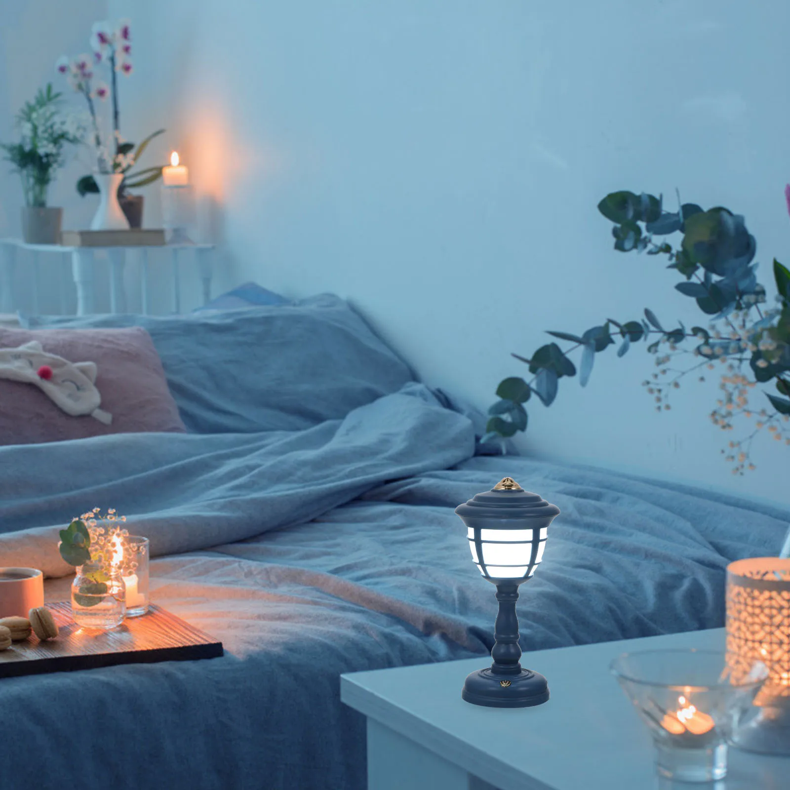 

1 set 1 Set Style Table Eye Caring Lamp Mini Desktop Night Light For Bedroom Vintage Home Decor Usb Rechargeable Lamp