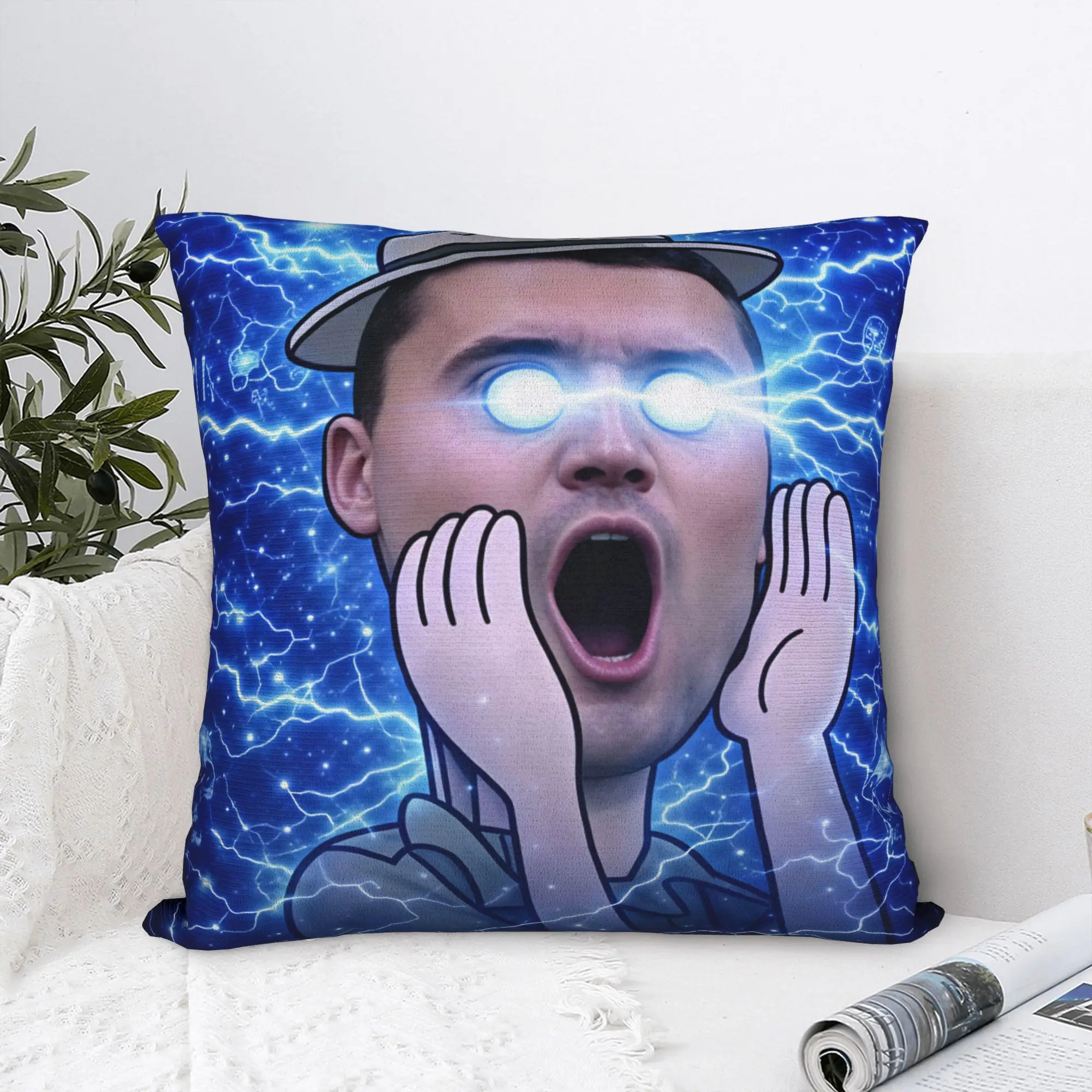 Pillow Cover Charlie Kirk Glowing Eyes Lightning Meme  Retro Trendy Pillow Case For Living Room Chair Pillowcases