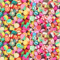 60pcs Soft Pottery Beads Mixed Color Candy Dim Sum Fruit Shape Pattern Beads Beads Handmade DIY Bracelet Necklace Accessories