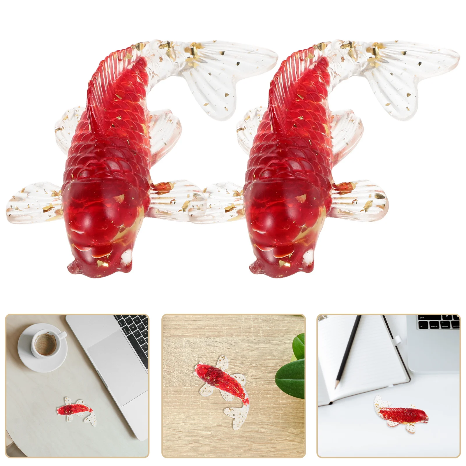 

2Pcs Clear Crystal Koi Fish Statue Exquisite Craftsmanship Good Symbol for Room Desk Decor Gift Item Koi Fish Sculptures
