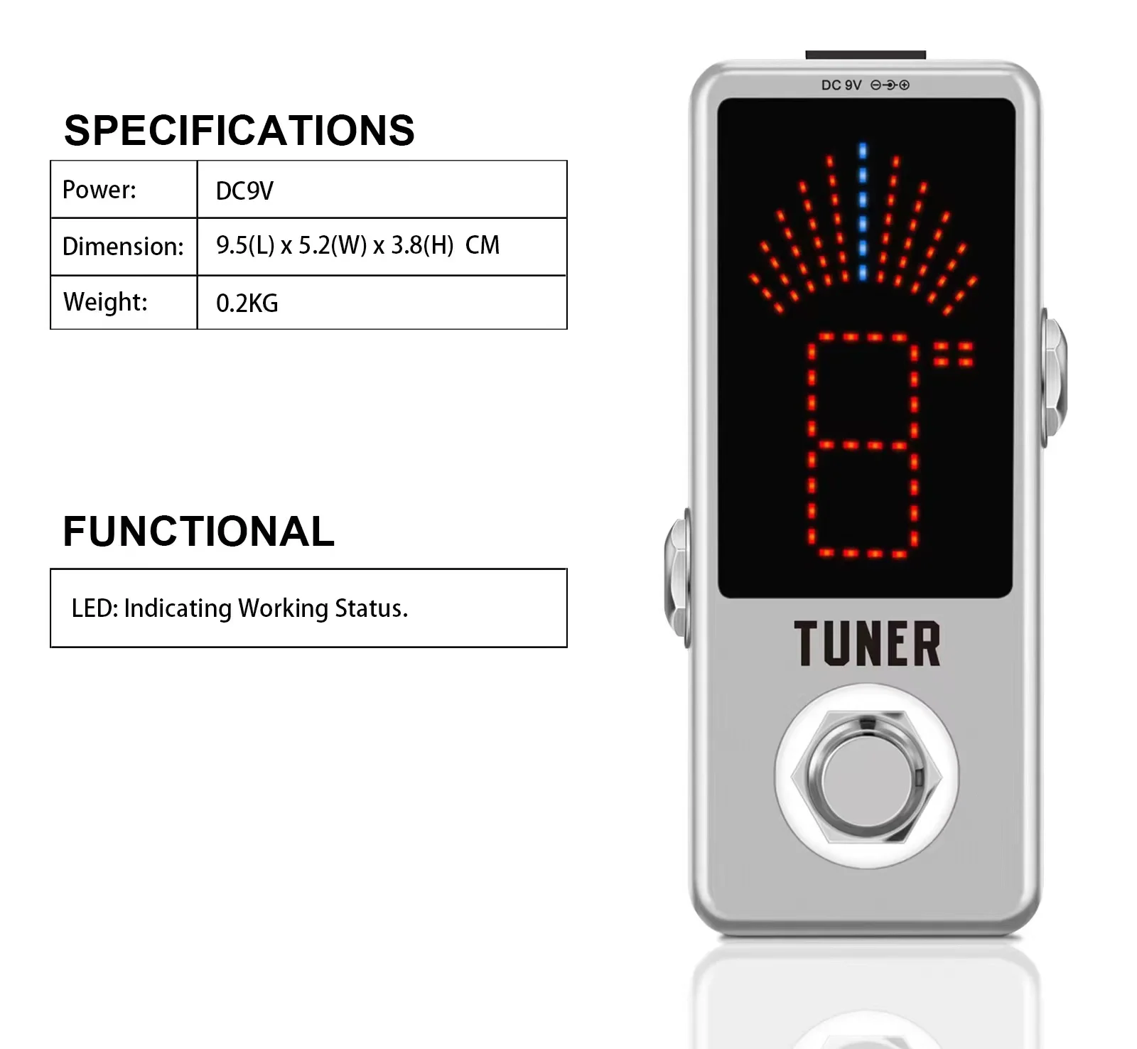 Guitar Tuner Pedal High Precision Guitar Chromatic Tuners Pedals For Electric Guitars