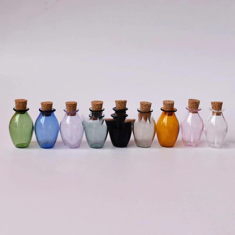 2pcs 9Colors Mini Glass Color Bottles Cute Bottles With Cork Little Bottles Gift Tiny Jars Vials Home Decoration