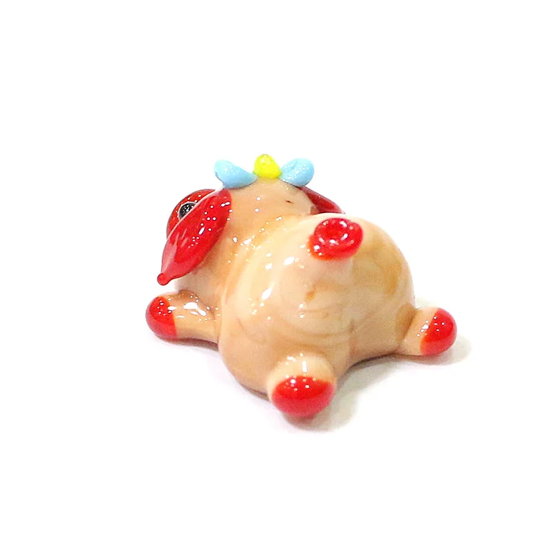 Flesh-Colored Cute Glass Pig Mini Figurine Ornament Creative Tiny Animal Statue Kawaii Decor Xmas Easter New Year Gifts for Kids