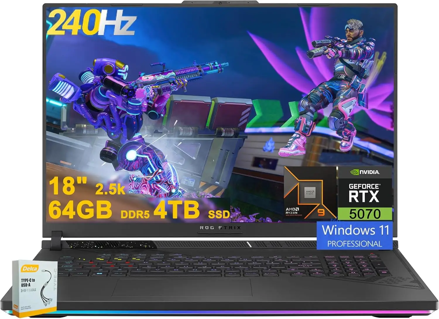 

Игровой ноутбук ASUS ROG Strix G18 G814 с процессором AMD Ryzen 9 9955HX (16 ядер) | 64 ГБ DDR5, 4 ТБ SSD | GeForce RTX 5070 | RGB-подсветка
