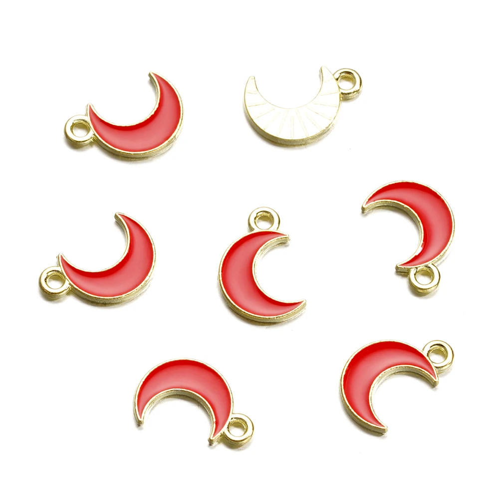 10Pcs Moon Charms Alloy Enamel Pendants Charms for Jewelry Making Earrings Necklace Key Chains Jewelry Accessories Wholesale