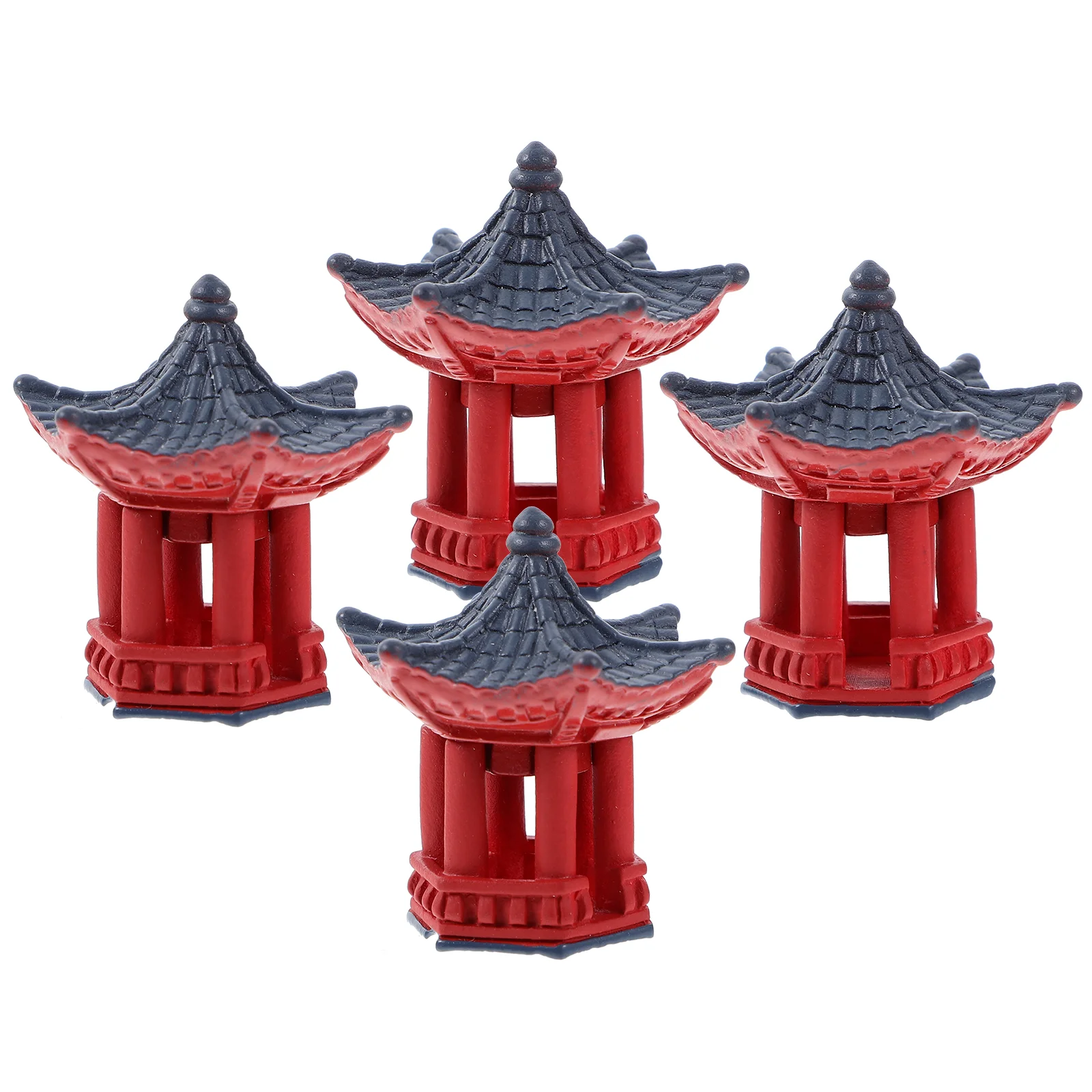 4 Pcs Japanese Decor Micro Landscape Pavilion Small Garden Miniature Tiny Model Boothes Statue Ornament Tabletop