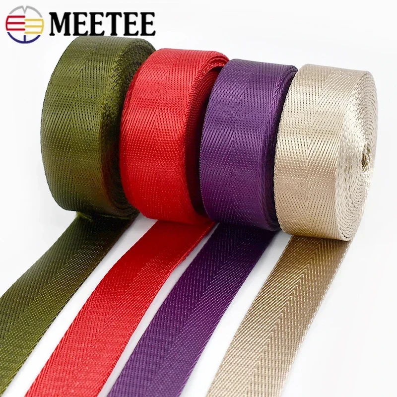 10Meters Meetee 1mm Thick 25mm Nylon Webbing Tape Backpack Strap Band Ribbon Seat Belt DIY Bag Binding Fabric Sewing Accessories