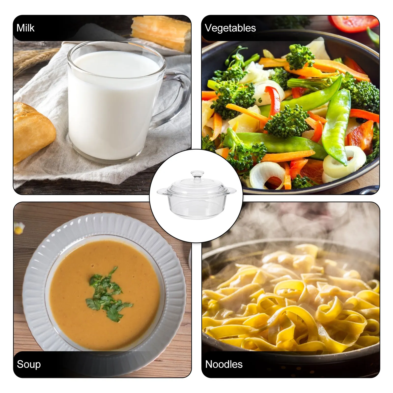 

Glass Cooking Pot Heat Resistant Stew Pot Lid Clear Multi Functional Home Kitchenware Kitchen Essentials