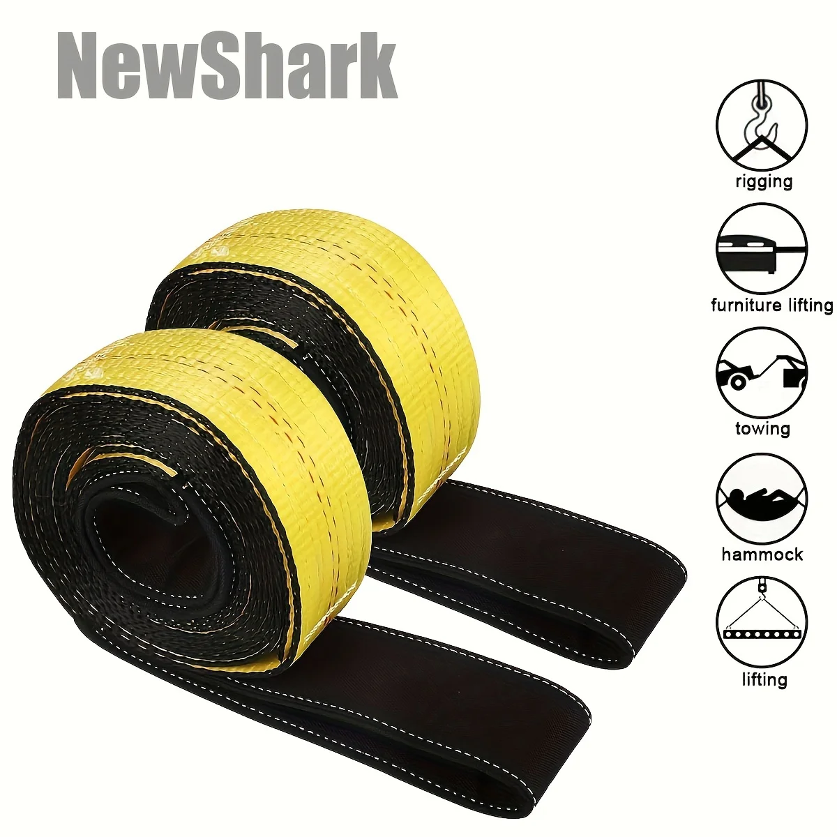 10 feet Lift Sling Straps,Heavy Duty Flat Eye Lift Sling 15000 lbs Capacity Lifting Straps Nylon Tree Saver Recovery Strap Winch