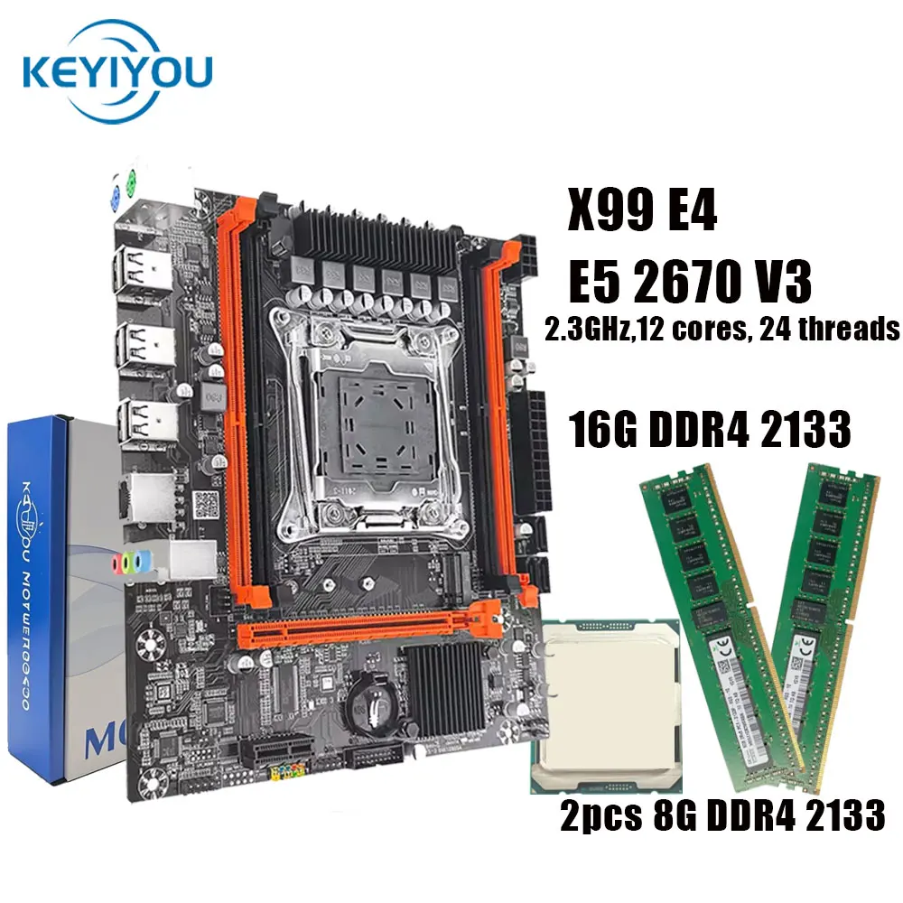 

Комбинированная материнская плата KEYIYOU X99 E4 LGA 2011-3 с памятью E5 2670 V3 2630 V4 2650 V3 и DDR4 M.2 NVME для render