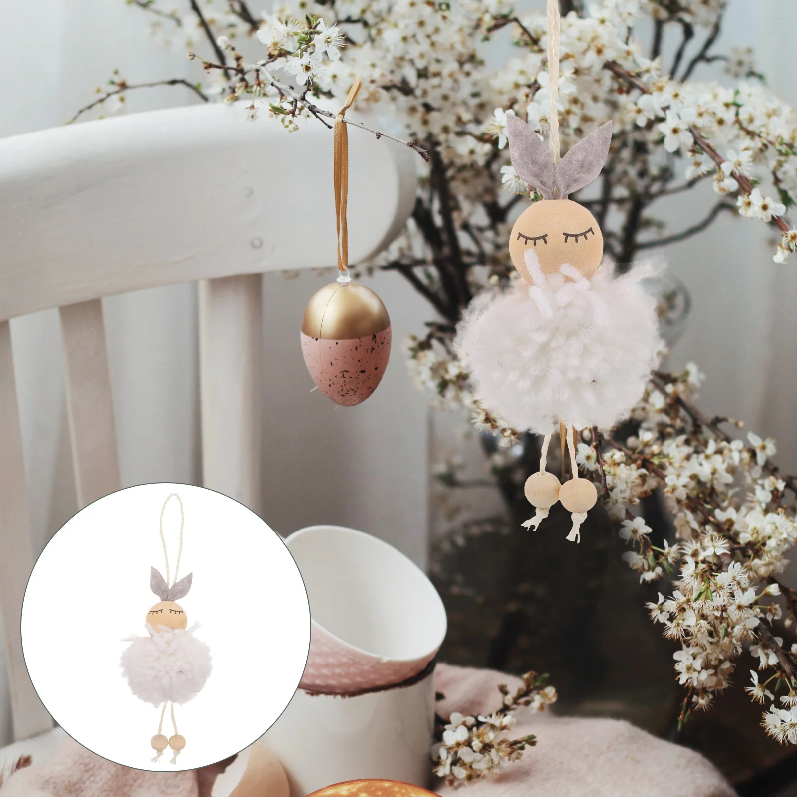 

Easter Bunny Hanging Decor - Cute Rabbit Pendant for Door Tree Party Home Decoration Festival Scene Layout Craft Ornament