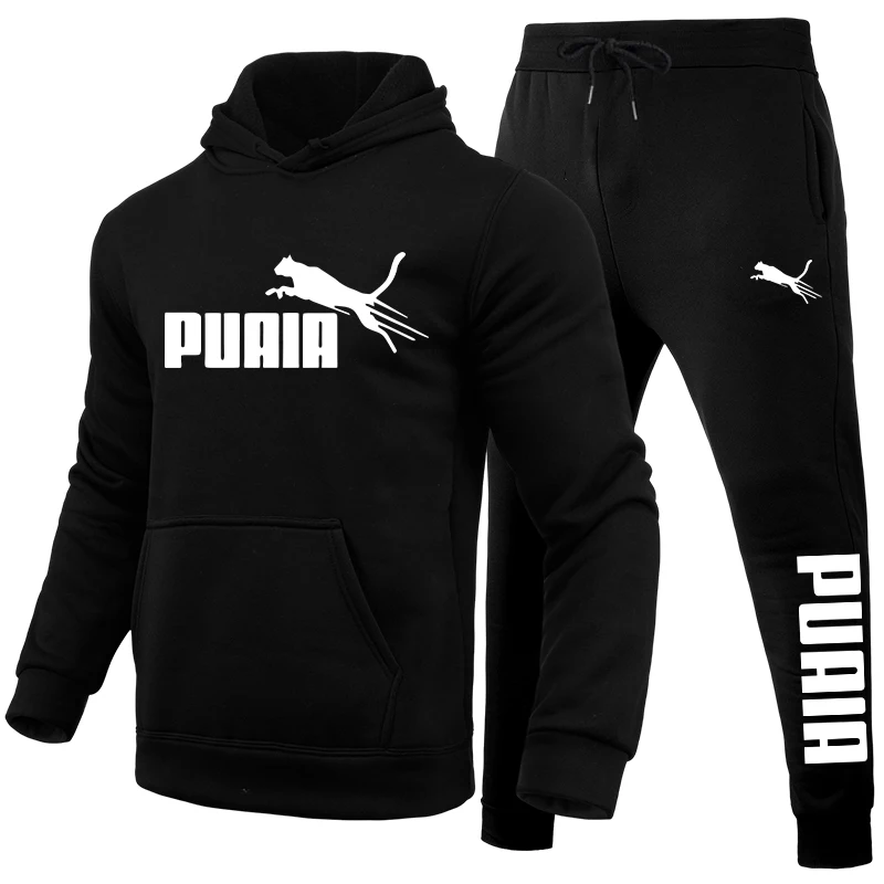 Herren-Set/Hoodie/Hose Herbst Winter Täglicher Freizeit-Sportanzug für Zuhause und Draußen Komfortabler Warmer Kapuzenpullover und Jogginghose – Detail 3