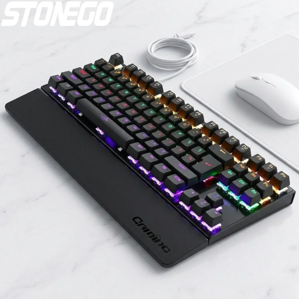 

Mechanical Gaming Keyboard USB Wired 26 Keys Anti-ghosting LED Backlit Keyboard for Gamers