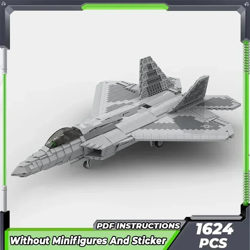 

Moc Building Bricks Military Fighter Model 1:35 F-22 Raptor Technology Modular Blocks Gifts Christmas Toys DIY Sets Assembly