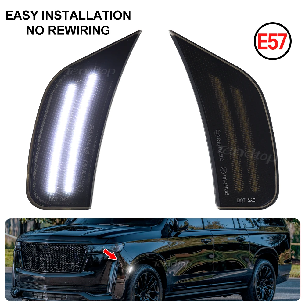 Car Amber/White Front Wheel Arch LED Side Marker Lights For Chevy Suburban/Tahoe GMC Yukon For Cadillac Escalade ESV 2021-2023