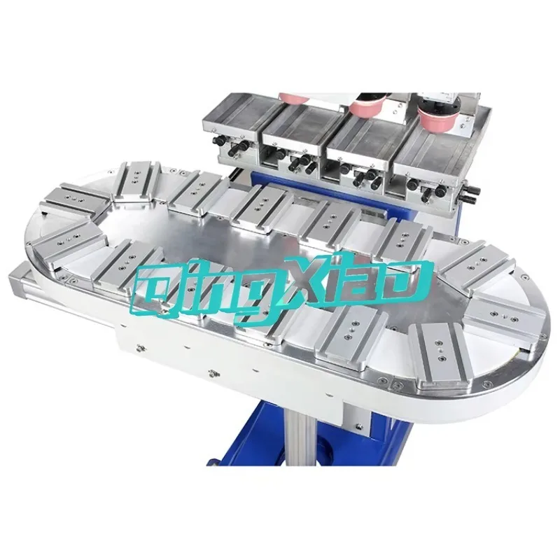 6 Color Sealed Ink Well Pad Printing Machine with Conveyor  Automatic Closed Ink Cup  Pad Printer for Wine Bottle Cap Industrial