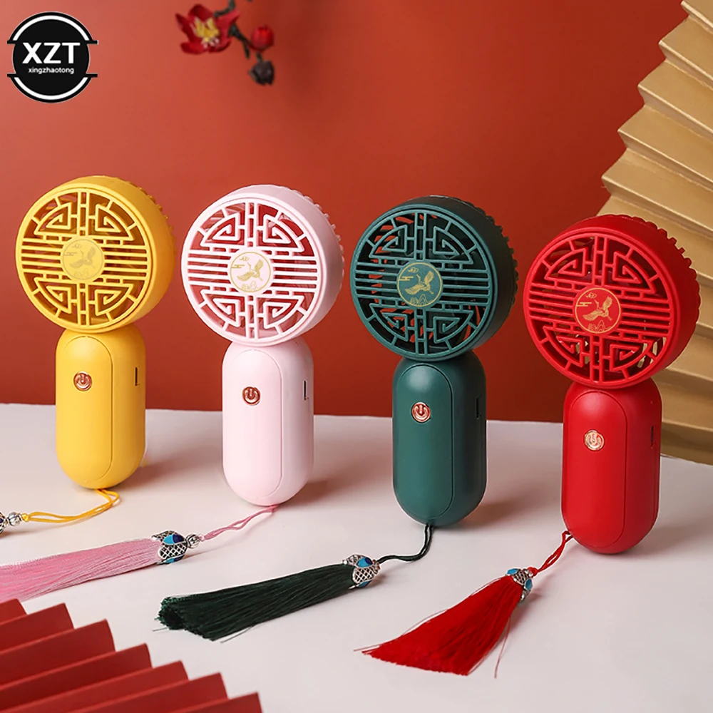 USB Mini Fan Chinese Characteristic Element Fan Portable Handheld Fan Air Cooler USB Rechargeable Fan Outdoor Travel Fan