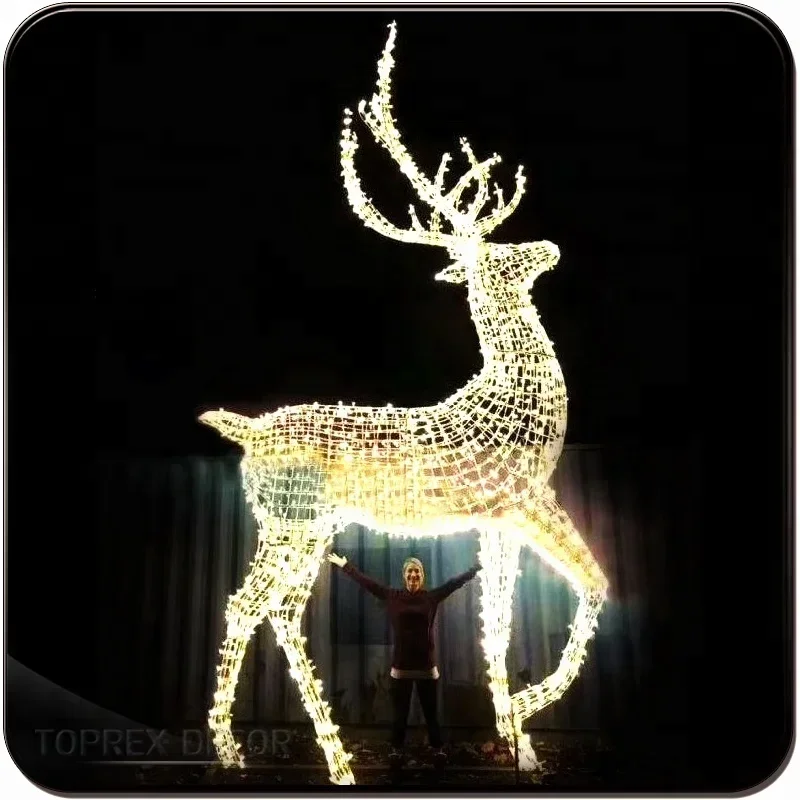 3D motif lighted large christmas reindeer statue