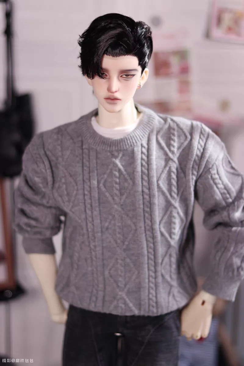 Bjd doll clothes are suitable for 1/4 size Uncle size baby clothes diamond Fried Dough Twists wool free sweater gray almond blue