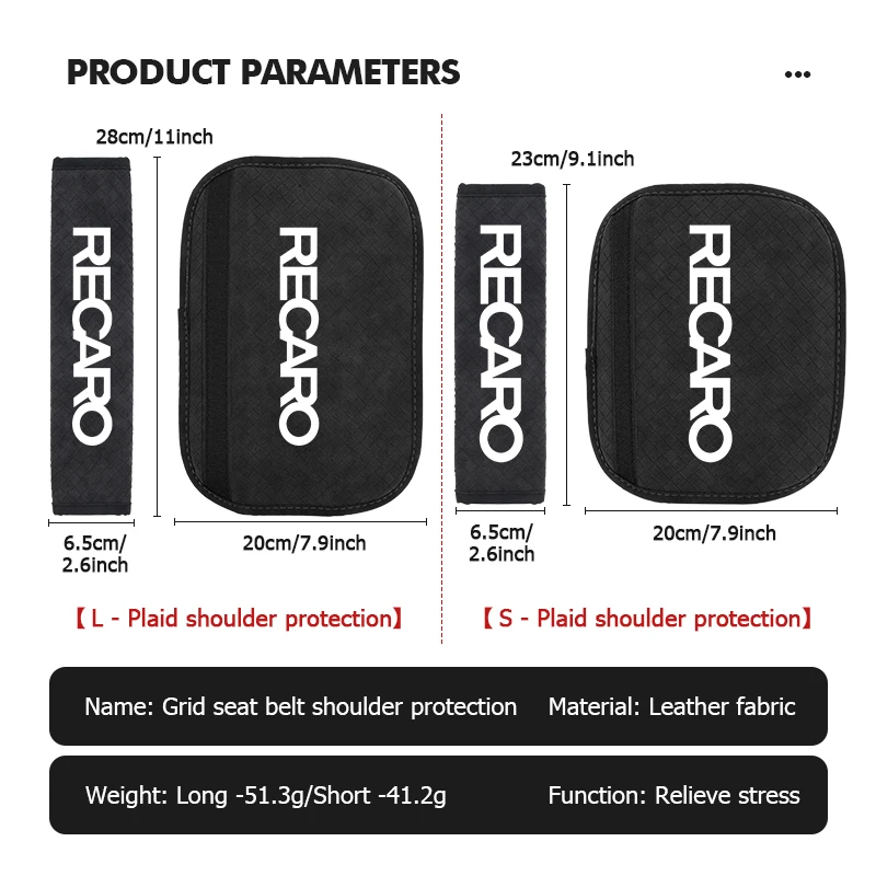 Car Seat Belt Covers Soft Leather Shoulder Pad Backpack Straps For Recaro view 6