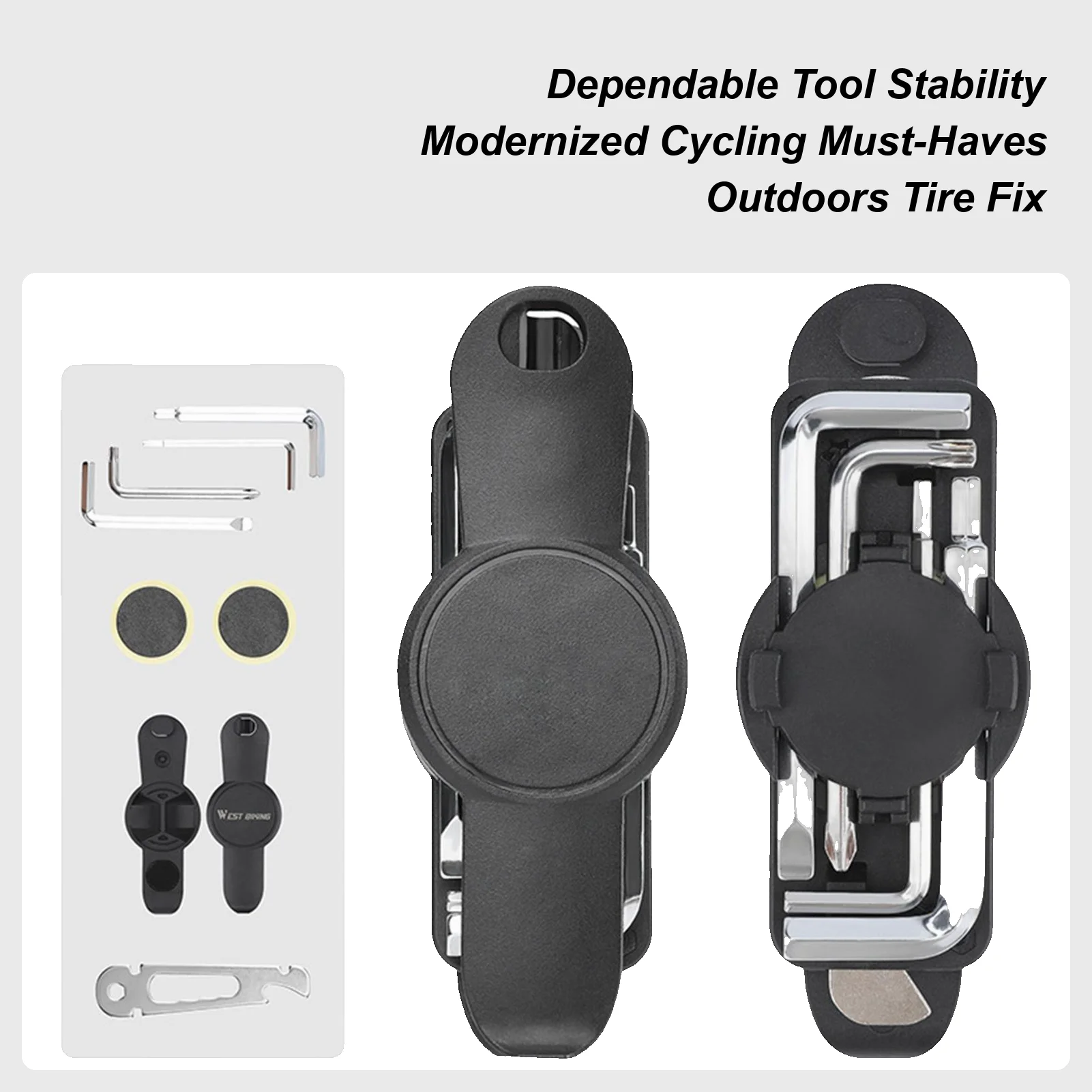 

Heavy Duty Flat Tire Repair Kit, Anti-Slip Bike Hex Tool, Cycling Tire Patch Maintenance Road Mountain Biking Commuting Supplies