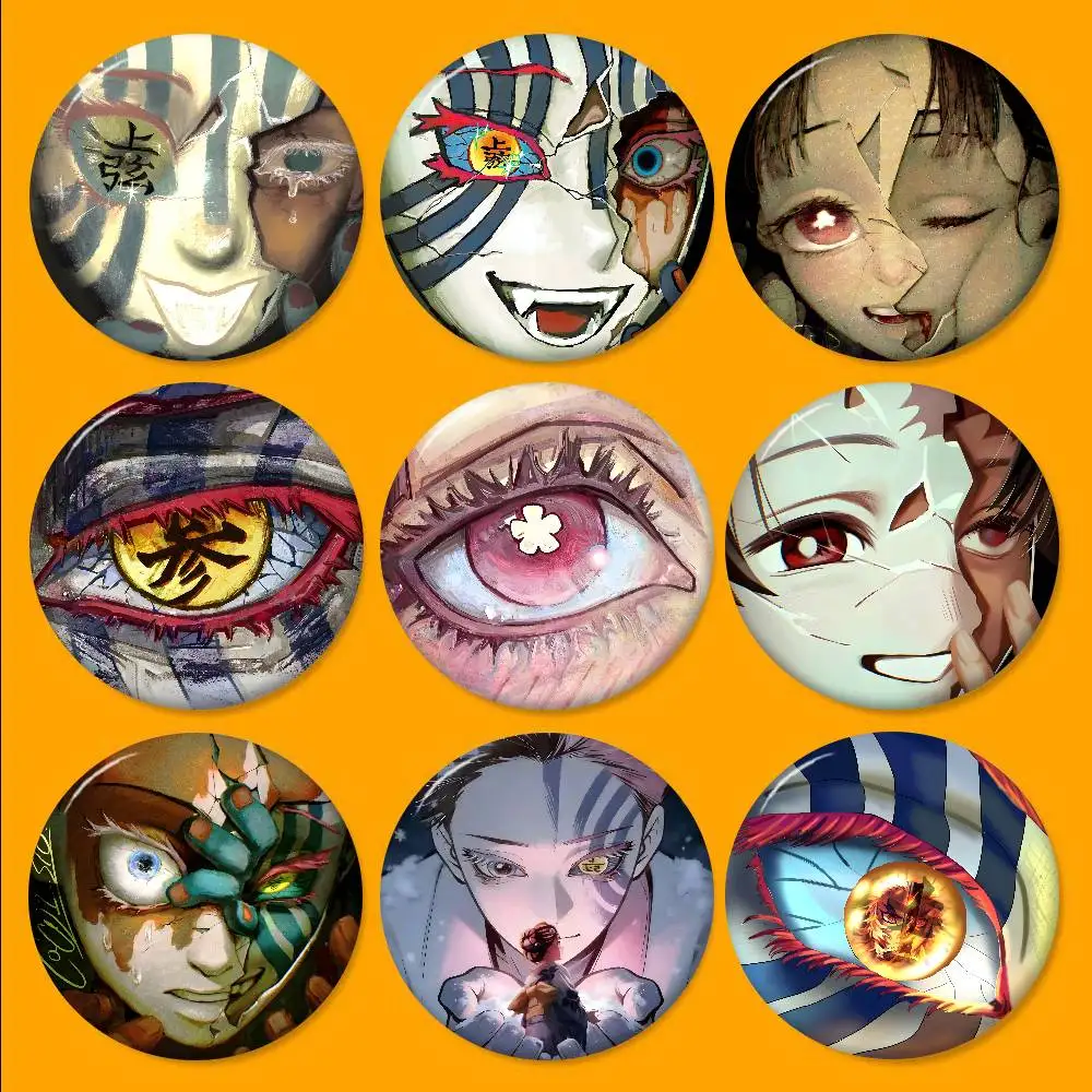 Fantasy Anime D-Demon S-Slayer Cartoon Brooches Anime Badge Round Handmade Brooch Lapel Pins Jewelry for Backpack Clothes Gifts