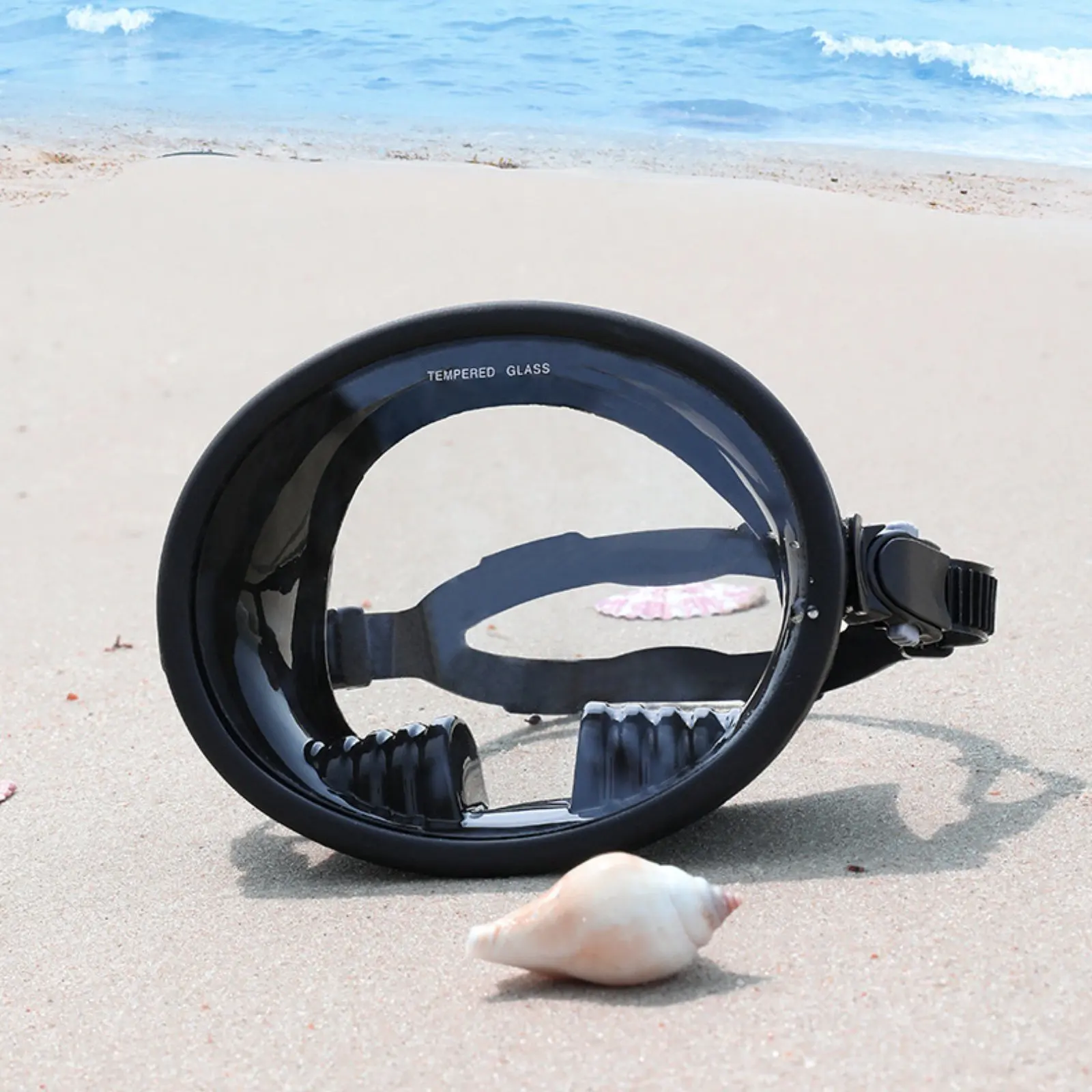 

Panoramic Snorkel Mask Adjustable Strap Single Lens Dive Mask Swimming Gear Anti-Fog Aquatic Activities Equipment for Beach