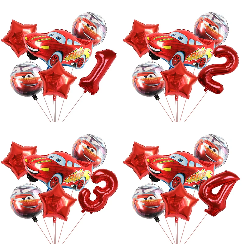 6pcs Disney Animation Cars Series Balloons Lightning McQueen Foil Balloon Children's Birthday Party Decorations Boy Toys Gift