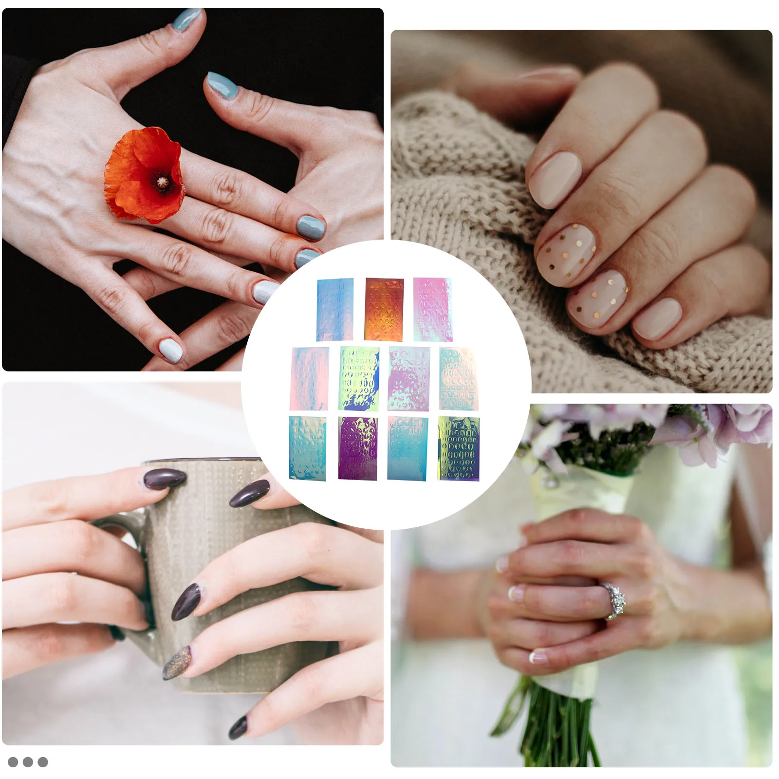 

11pcs Cellophane Manicure Sticker Art Decal For Natural Fake Nails Ice Glass Mermaid Nail Salon Diy Supplies Nail Decor