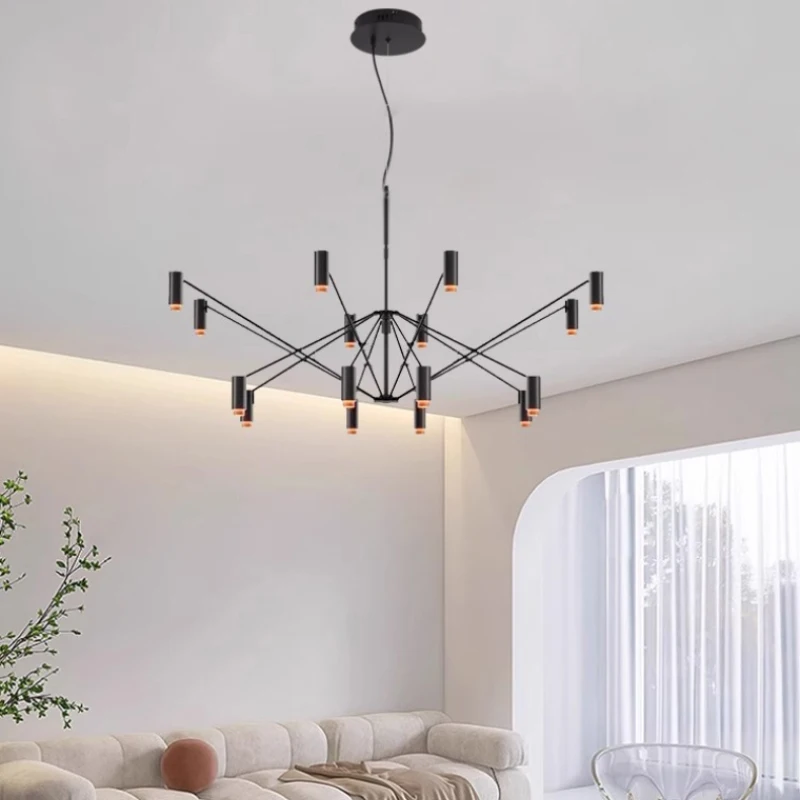 Minimalist LED Chandelier Spider Shaped Black Metal Joint Adjustment Direction For Parlor Bedroom Dining Room Light Fixtures