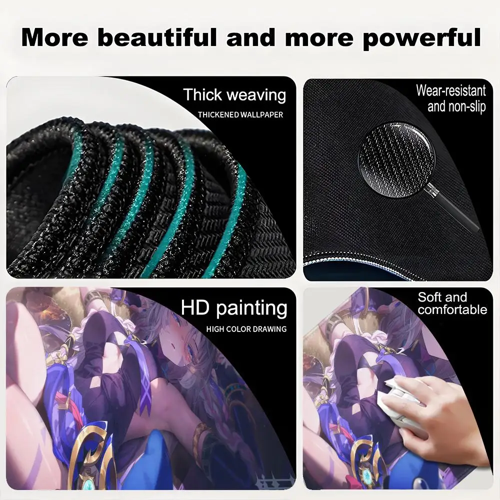 لوحة الماوس 900x400 أنيمي ألعاب لوحة المفاتيح كمبيوتر محمول Genshin Impact Citlali لطيف مكتب ماوس حصيرة الكمبيوتر الوردي الأرجواني Kawaii فتاة ماوس