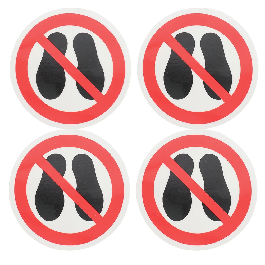 4 pcs No Stepping Safety Warning Signs Vinyl Adhesive Stickers Floor Caution Decals For Surface Protection Stop Sign Sticker