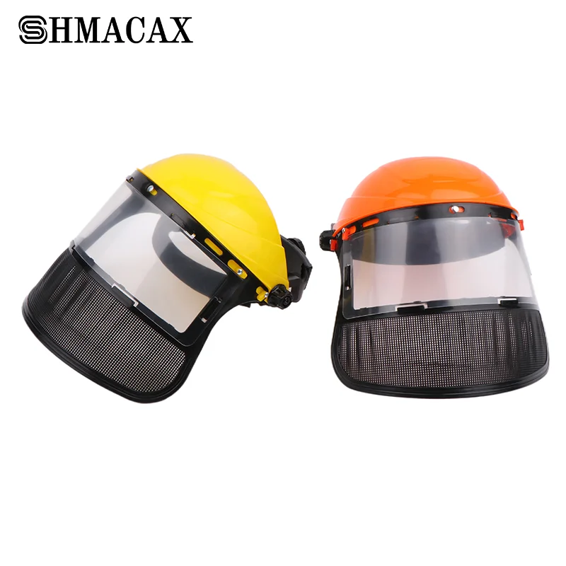 Garden Grass Trimmer Safety Helmet Hat With Full Face Mesh Protective Mask For Logging Brush Cutter Forestry Protection