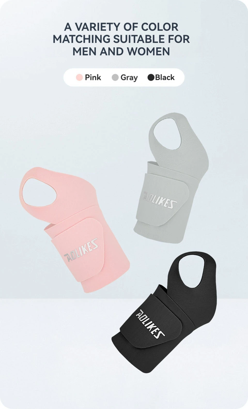 AOLIKES Ultradünne und weiche Handgelenkbandage für Männer und Frauen, verstellbare Handgelenkstütze für Basketball, Tennis, Badminton – Detail 5