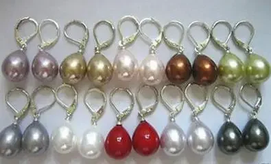 Wholesale 10 pairs 12X16mm South Sea Shell Pearl Drop Hook Earrings