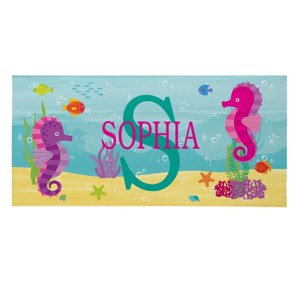 Personalized Kids Beach Towel-Fun Beach Designs - Gift For Girls Or Boys - Available In 3 Designs-Choose From 7 Sizes Wholesale view 3